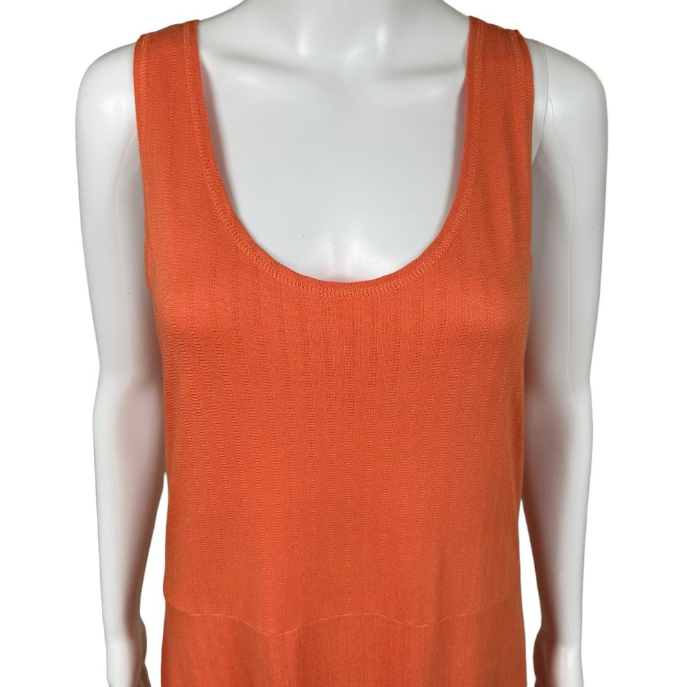 Gudrun Sjogen Sleeveless Midi Dress Medium Orange Cactus Stretch Scoop Scandi - Picture 9 of 16